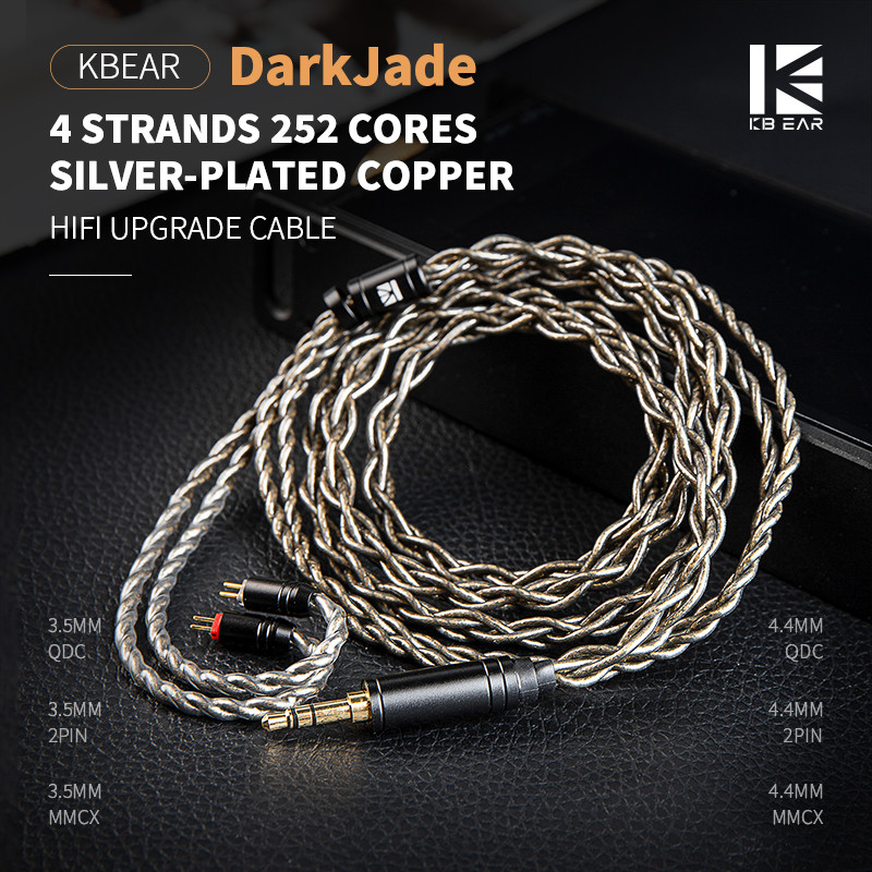 Mới KBEAR DarkJade 4 Dây 252 Lõi Cáp Tai Nghe Dây Đồng Mạ Bạc Cáp Cân Bằng Độ Phân Giải Cao Cáp 3.5 / 4.4mm