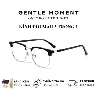 Mắt kính đổi màu GENTLE MOMENT thời trang nam nữ gọng kim loại chống tia UV chống áng sáng xanh phong cách GMX129