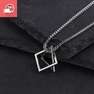 Mặt dây chuyền thép titan hình vuông phong cách cổ điển, phù hợp cho cả nam và nữ, thiết kế thời trang hip-hop