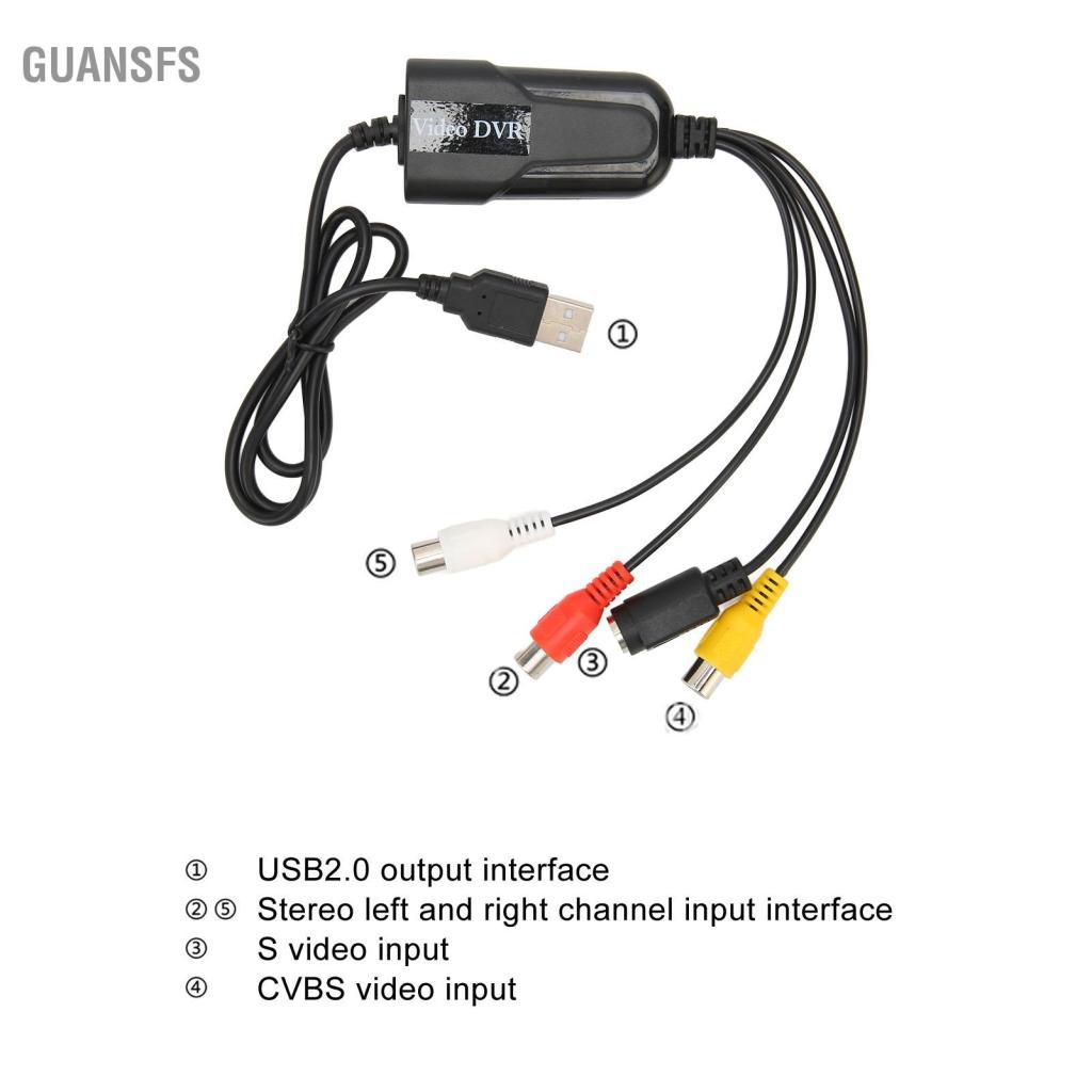 Guansfs Thiết bị thẻ chuyển đổi âm thanh guansfs sang USB Chi tiết rõ ràng 2.6ft Plug and Play VHS DV VCR Hi8 DVD Digital Compact cho PC