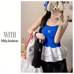 Milyfashion Ba Lê Phong Cách Thêu Chữ Cái Có Miếng Lót Ngực Sling Phong Cách Mới Niche Slim-fit Slimer Look Layered Hot Girl