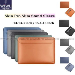 Wiwu Skin Pro Slim Stand Sleeve - Túi da chống sốc cho Macbook 13,16 inch ,Macbook M1 siêu mỏng , kèm kệ đỡ đẳng cấp