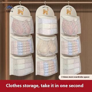ELBBKG 2 / 3 Lớp Bảo Quản Dung Tích Lớn Túi Lưới Đồ Lót Sos Túi Bảo Quản Thoáng Khí Tủ Quần Áo Tổ Chức Có Móc Treo Quần Áo Mới