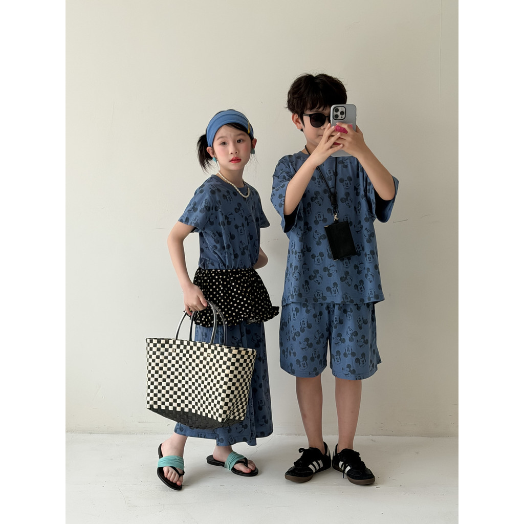 Bộ Đồ Trẻ Em In Hình Full Hoạt Hình Quần Short Tay Ngắn Bộ Đồ Hai Mảnh Trẻ Em Thường Ngày Anh Em Quần Áo