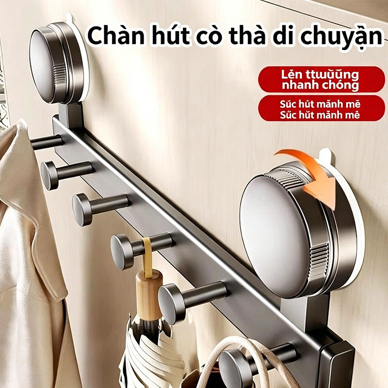 Móc Hút Chân Không Đa Năng – Nhôm Chống Gỉ, Không Khoan, Chịu 20kg, Dùng Cửa, Tường, Phòng Tắm