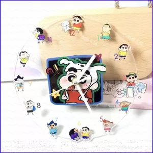 SQ3 hoạt hình Crayon Shin-chan Đồng hồ Acrylic dễ thương sáng tạo đơn giản để bàn mặt dây chuyền trang trí QS3
