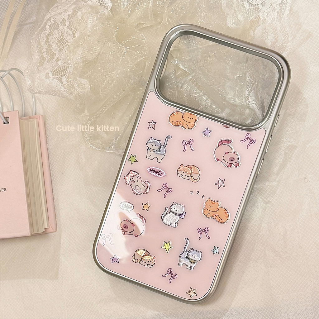 Ốp Điện Thoại Mèo Con Màu Hồng Dễ Thương Cho IPhone 17 Pro Max 17 16 15 14 13 Ốp Điện Thoại Chống Rơi KHX9