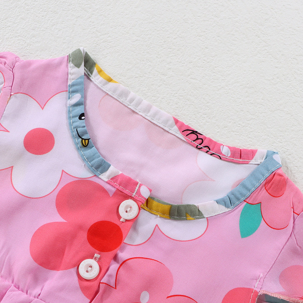 Bộ đồ mặc nhà cho bé gái Mùa hè Quần Short ngắn tay in hoạt hình Bộ đồ hai mảnh 80-160 Size WNDZ