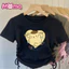 Áo trẻ em cổ tròn ngắn tay dây rút in hình hoạt hình Sanrio dành cho bé gái