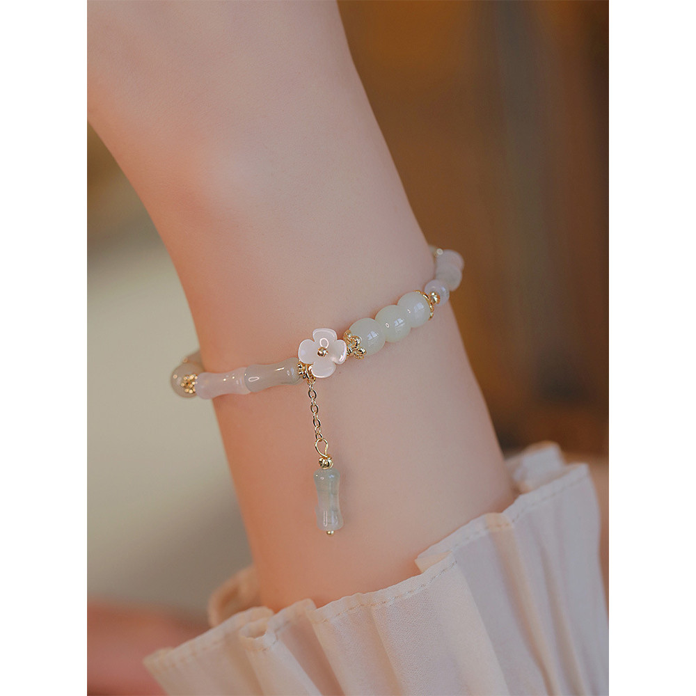 Vòng tay ngọc bích Hetian nối tre kiểu Trung Quốc mới