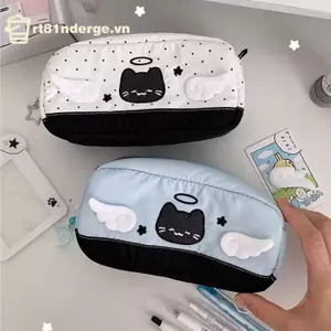 Ge Hoạt Hình Dễ Thương Thiên Thần Mèo In Hình Hộp Đựng Bút Chì Sinh Viên Văn Phòng Phẩm Ba Đến Trường Học Túi Bảo Quản Đồ Dùng Học Tập Bút Văn Phòng Phẩm Quà Tặng n