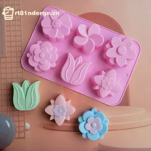 Ge 6 Khoang Hình Hoa Tulip Khuôn Silicon Thích Hợp Cho Xà Phòng Nến Làm Tay DIY Bánh Sô Cô La Món Tráng Miệng Nướng Khuôn n