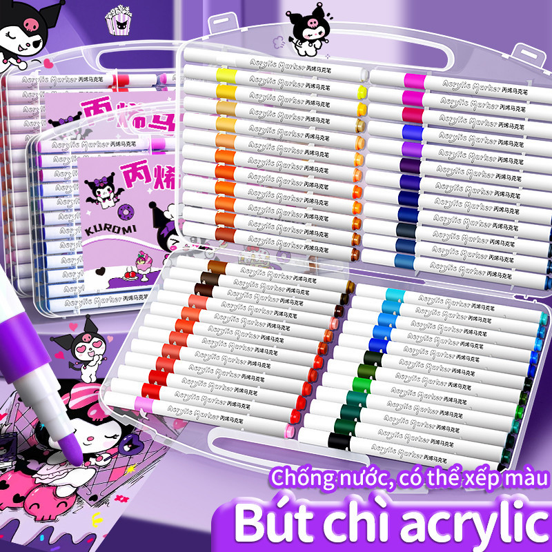 Hộp bút acrylic marker 12/24/36/48/60 màu – Trang trí DIY cốc, áo phông, túi vải, ốp điện thoại.