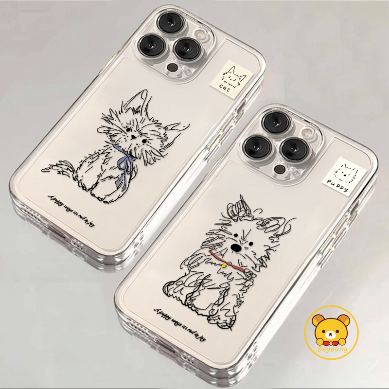 Ốp Điện Thoại Hình Chó Mèo Hoạt Hình Cho iPhone 17 Air 16E 16 15 14 Plus 13 12 Mini 11 Pro Max XS Max X XR 8 7 6 6S Plus Vỏ Mềm Trong Suốt Cặp Đôi Dễ Thương