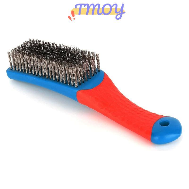 Bàn chải dây thép không gỉ hạng nặng TMOY có tay cầm bằng nhựa thoải mái Hoàn hảo để loại bỏ rỉ sét, xỉ hàn, bụi bẩn và sơn TMOY