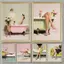 Pastel Self-Care Canvas Painting Chic Woman with Cocktail Modern Art Home Wall Decor Canvas Poster