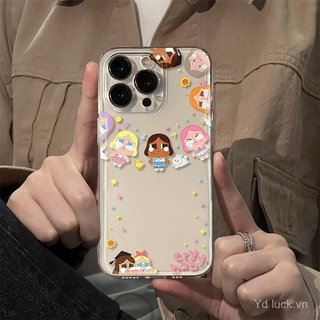 Ring Cartoon Girl Baby Vỏ bảo vệ trong suốt sáng tạo đơn giản Thích hợp cho iPhone 17promax / 16promax / 13 / 15pro / 12plus / 14 / 11pro / 14pro / 16plus / 15 / 17 / 14 Ốp điện thoại chống sốc