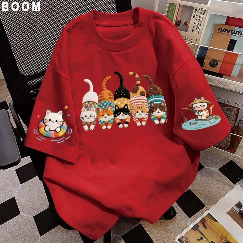 Áo thun chữ thêu nữ kiểu hàn quốc form rộng tay lỡ cổ tròn cotton mát - hè hot trend in cách dễ thương- Local brand #03