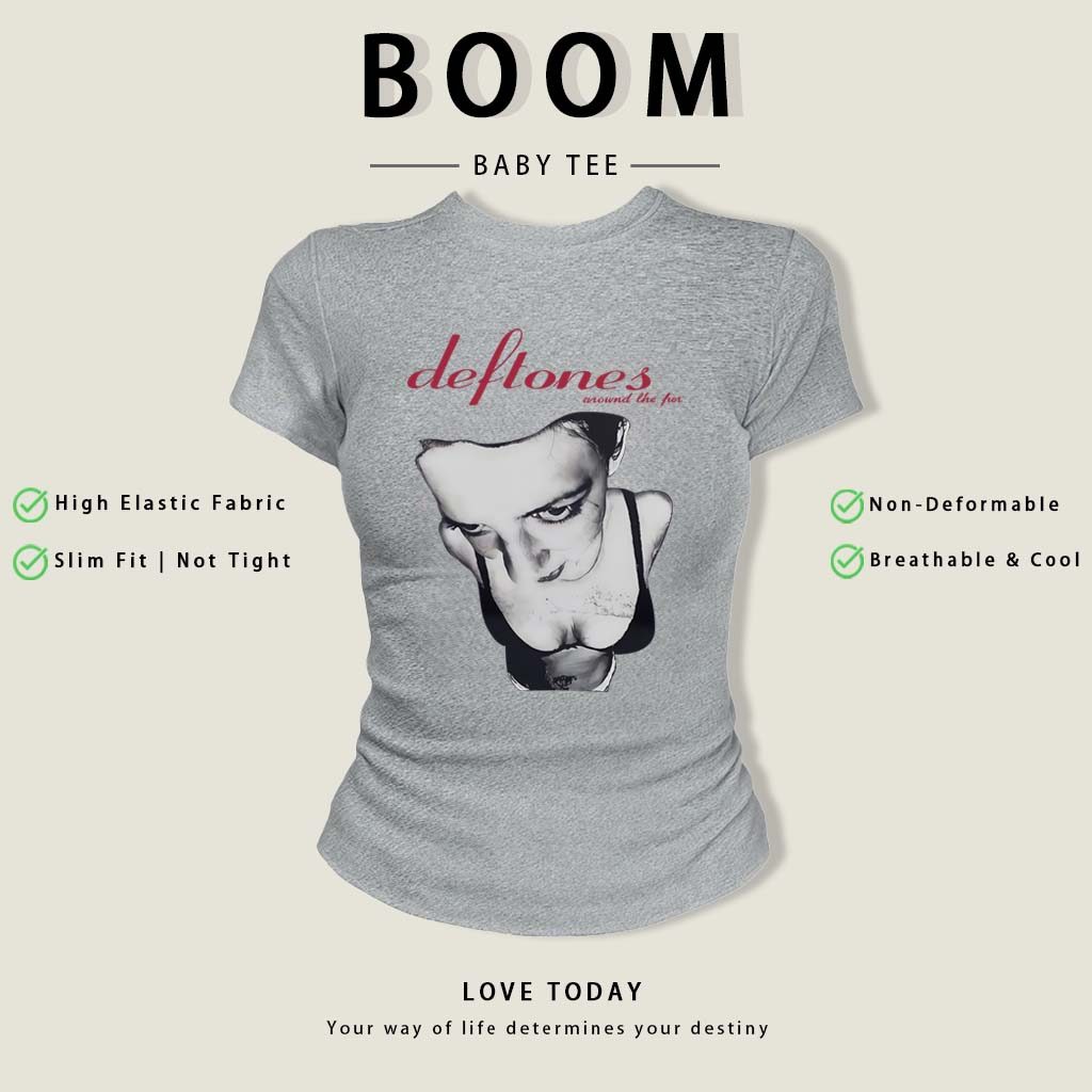 BOOM Áo Baby Tee Nữ Cotton Ôm Body-Áo Thun Ngắn Tay Y2K In Hình PhongCách Mùa Hè, Cổ Tròn Hàng Đầucách hàn quốc phongW22
