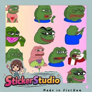 Set 60 Sticker Nhân vật meme Crazy frog vui nhộn Chống Nước Dán Laptop Vali Mũ Bảo Hiểm Sổ Tay