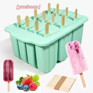 12 Khuôn Làm Kem Liên Tiếp Dễ Dàng Tháo Rời Khay Popsicle Silicon Cho Tủ Đông Viên Đá Tự Chế Có Nắp Món Tráng Miệng Nhà Bếp