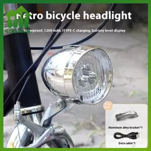 Đèn Pha Xe Đạp Cổ Điển với 3 Chế Độ Ánh Sáng và Sạc Type-C - Phụ Kiện Đi Xe Đạp