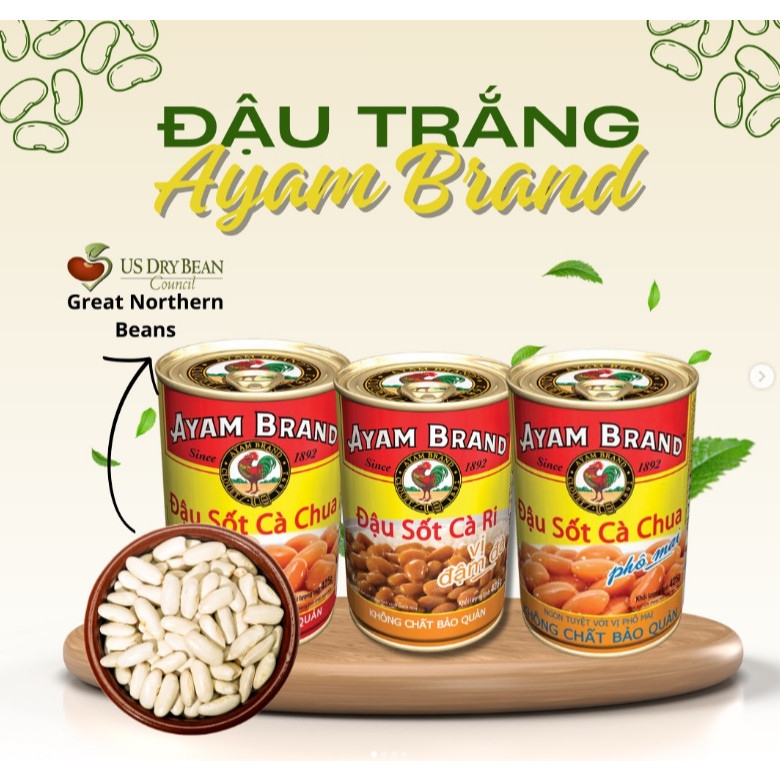 Đậu Trắng Ayam Brand 425g, Nguyên Liệu Tự Nhiên, Dinh Dưỡng Cho Mọi Bữa Ăn