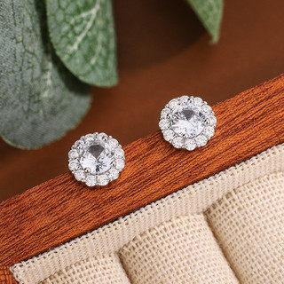 Châu Âu Mỹ ins Phong Cách Mới Tròn Full Kim Cương Siêu Flash Zircon Bông Tai Nữ