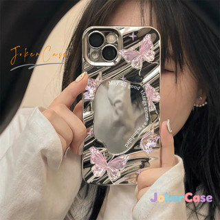 Vỏ Cho IPhone 17 12 16 15 13 11 14 Pro Max X XS Max XR 14 16 15 7 8 Plus Air ốp điện thoại hình bướm hồng có gương