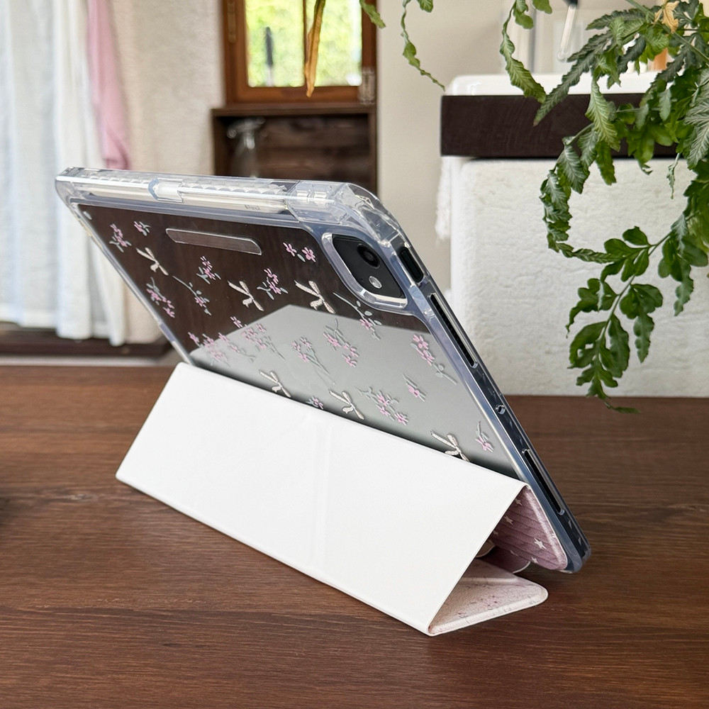Vỏ Cứng Y Gấp Da Nơ Hoa Cho Mini6 Mini7 A17Pro IPad 5 6 7 8 9 10 11 A16 Air 2 3 4 5 6 7 Air 11 M2 M3 Pro10.5 Pro11 2020 2021 2022 Pro13 M4 M5 2024 Khe cắm bút chì 2025