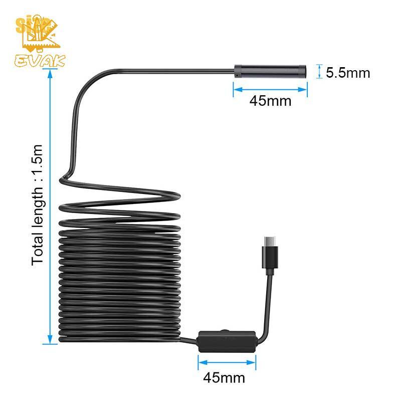 Camera nội soi Android Alittlesetrtu 5.5mm, Kính tiềm vọng Micro USB / Type-C 3 trong 1, VN chống nước