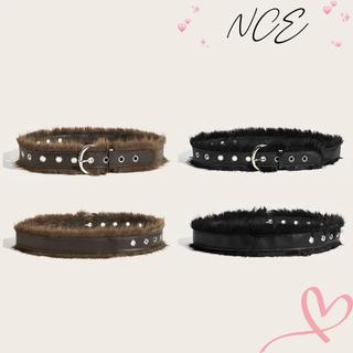 Thắt lưng lông thú giả NCE, khóa chốt cổ điển điều chỉnh dễ dàng, phù hợp phong cách punk và hàng ngày cho nữ.