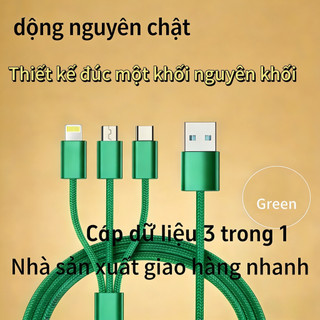 Dây Cáp 3 trong 1 nhiều màu - Giao trong ngày (iOS, Android, Type-C).Thiết kế đúc nguyên khối, lõi dây đồng nguyên chất