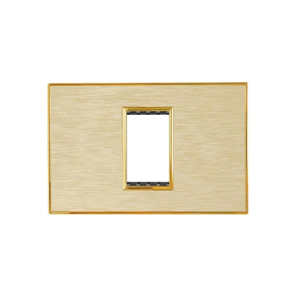 Mặt ổ cắm công tắc điện VinaHouse, vỏ nhựa PC vàng sâm panh viền vàng, bền đẹp, dễ lắp đặt