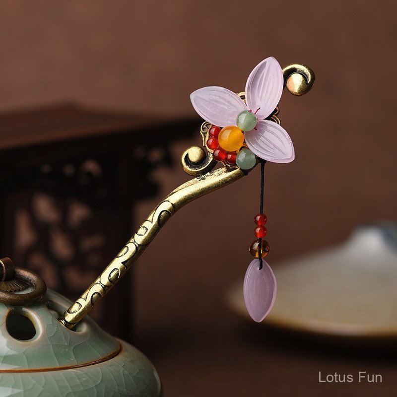 Mũ đội đầu handmade phong cách dân tộc đơn giản với thiết kế tua rua và kẹp tóc ngọt ngào