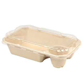 Hộp cơm trưa bột giấy dùng một lần phân hủy, hộp salad/đựng thực phẩm hình chữ nhật, thân thiện môi trường, mang đi JBMK