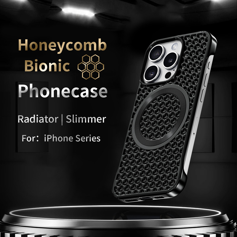 Ốp điện thoại giữ nhiệt tổ ong không viền sơn kim loại cho iPhone 16 17 15 14 13 12 Pro Max từ tính cho vỏ sạc không dây
