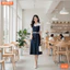 Đầm thiết kế BEMINE cổ sơ mi phối tơ in bi dáng chữ A phù hợp đi làm-B201