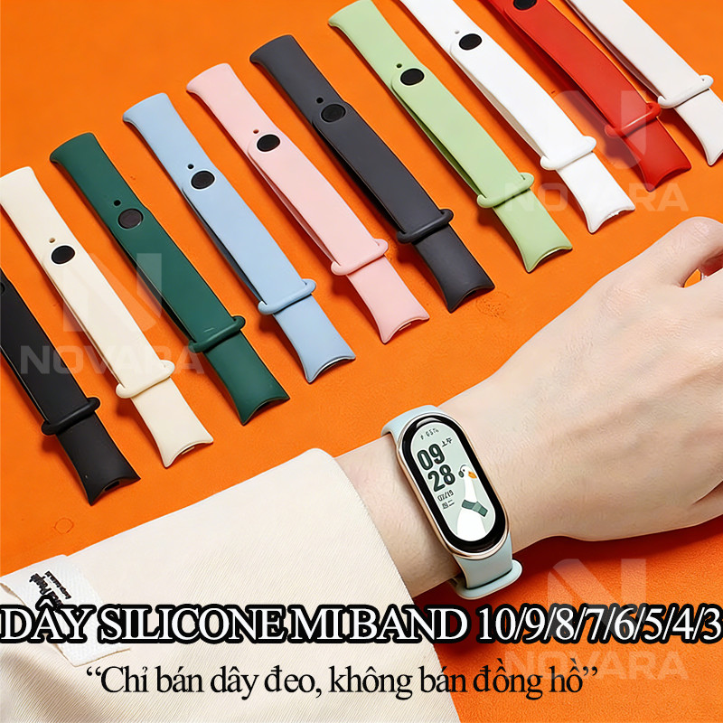 Dây đeo silicon cho Xiaomi Mi Band 10 / 9 / 8 Dây đeo NFC Vòng đeo tay cao su thể thao pulseira Correas Xiaomi Smart Band 9 Phụ kiện