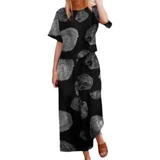 Áo cotton vải lanh in hoa tay ngắn - Bộ đồ thể thao thời trang mùa xuân