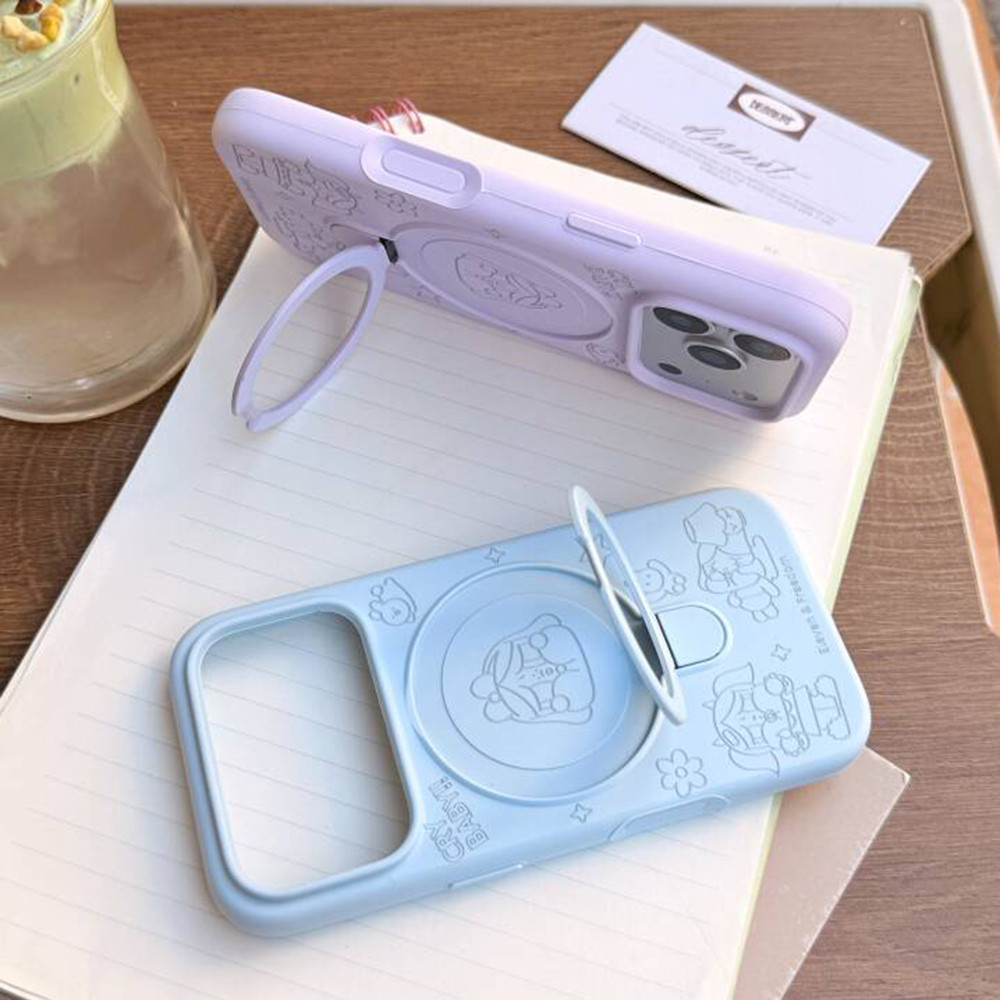 Giá đỡ từ tính Khóc cho bé gái Vỏ điện thoại silicon lỏng cho iPhone 17 Pro Max 17 Air 16 Plus 15 14 13 12 11 Vỏ bảo vệ chống sốc