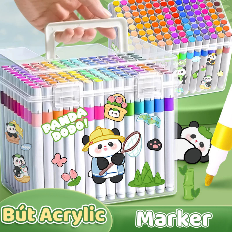 Bút màu acrylic marker bộ vẽ tranh sáng tạo bao gồm bút tô nhiều màu học sinh, đa dạng lựa chọn màu nước khô nhanh.