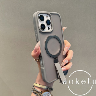 Ốp điện thoại có giá đỡ gấp từ tính chạm da, thích hợp cho iPhone 11, 12, 13, 14, 15, 16, Pro, Max, ốp lưng cứng chống sốc toàn bộ trong suốt