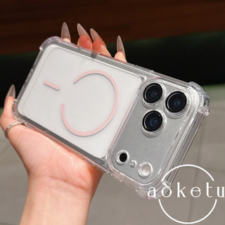 Túi khí chống rơi bốn góc thích hợp cho vỏ điện thoại Apple 17promax iPhone 15 acrylic trong suốt 14 vỏ hút từ tính hình tròn mỏng 13 có vỏ bảo vệ màng ống kính tích hợp