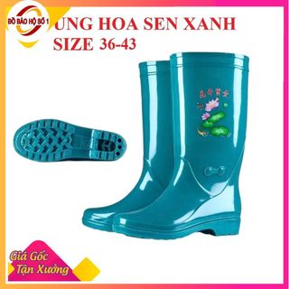 Ủng lao động HOA SEN màu xanh size 36-43, ủng bảo hộ lao động, ủng chống trơn trượt