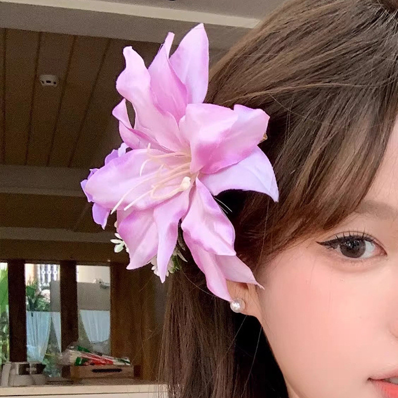 Kẹp Tóc Mô Phỏng Hoa Lily Tinh Tế Lãng Mạn - Phụ Kiện Tóc Thời Trang 2026