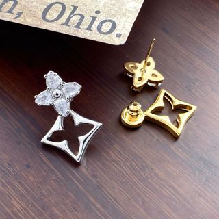 Châu Âu Mỹ ins Phong Cách Mới Hoa Bốn Lá Bông Tai Kim Cương Rỗng Nữ