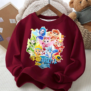 Áo sweatshirt mỏng cổ tròn, dáng rộng, thoải mái, in hình nhân vật hoạt hình, thích hợp mặc ngoài, mang không khí lễ hội