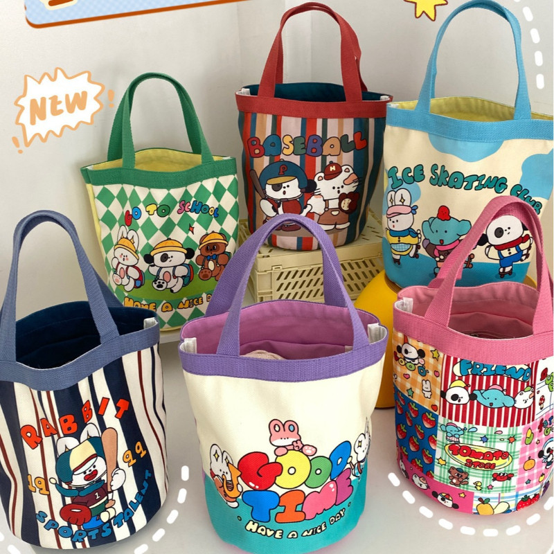 Túi xô vải graffiti dễ thương, túi đựng tote tròn