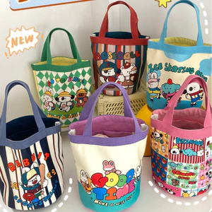 Túi xô vải graffiti dễ thương, túi đựng tote tròn